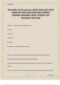 SFSU BIOL 212 Final Exam LATEST 2026-2027 WITH COMPLETE 200 QUESTIONS AND CORRECT VERIFIED ANSWERS LATEST UPDATE JUST RELEASED THIS YEAR