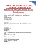 AQA A-Level Chemistry 7405&sol;2 Paper 2 Actual Exam Questions and Mark Scheme 2026&vert; June Series Practice Exam &vert; Pass Guarantee