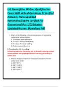 UA Steamfitter Welder Qualification Exam With Actual Questions & Verified Answers&comma; Plus Explained Rationales&sol;Expert Verified For Guaranteed Pass 2026&sol;Latest Updated&sol;Instant Download PdfUA Steamfitter Welder Qualification Exam With Actual Questions & Verif