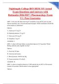 Nightingale College BSN HESI 315 Actual Exam Questions and Answers with Rationales 2026&sol;2027 &vert; Pharmacology Exam V1 &vert; Pass Guarantee