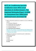 NATE Air Conditioning Specialty Certification Exam With Actual Questions & Verified Answers&comma; Plus Explained Rationales&sol;Expert Verified For Guaranteed Pass 2026&sol;Latest Updated&sol;Instant Download Pdf