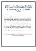 Joint Force Sustainment Exam Guide 2027&colon; JFC 100 Study Questions & Answers