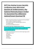 NATE Gas Heating Furnace Specialty Certification Exam With Actual Questions & Verified Answers&comma; Plus Explained Rationales&sol;Expert Verified For Guaranteed Pass 2026&sol;Latest Updated&sol;Instant Download Pdf