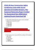 OSHA 30-Hour Construction Safety Certification Exam With Actual Questions & Verified Answers&comma; Plus Explained Rationales&sol;Expert Verified For Guaranteed Pass 2026&sol;Latest Updated&sol;Instant Download Pdf