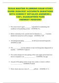 TEXAS MASTER PLUMBING EXAM STUDY  GUIDE 2026&sol;2027 ACCURATE QUESTIONS  WITH CORRECT DETAILED ANSWERS &vert;&vert;  100&percnt; GUARANTEED PASS  <NEWEST VERSION> 