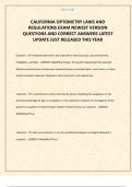 CALIFORNIA OPTOMETRY LAWS AND REGULATIONS EXAM NEWEST VERSION QUESTIONS AND CORRECT ANSWERS LATEST UPDATE JUST RELEASED THIS YEAR