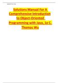 Solutions Manual For A   Comprehensive Introduction  to Object-Oriented   Programming with Java&comma; 1e C&period;   Thomas Wu&vert;&vert;ISBN&colon;9780073317083