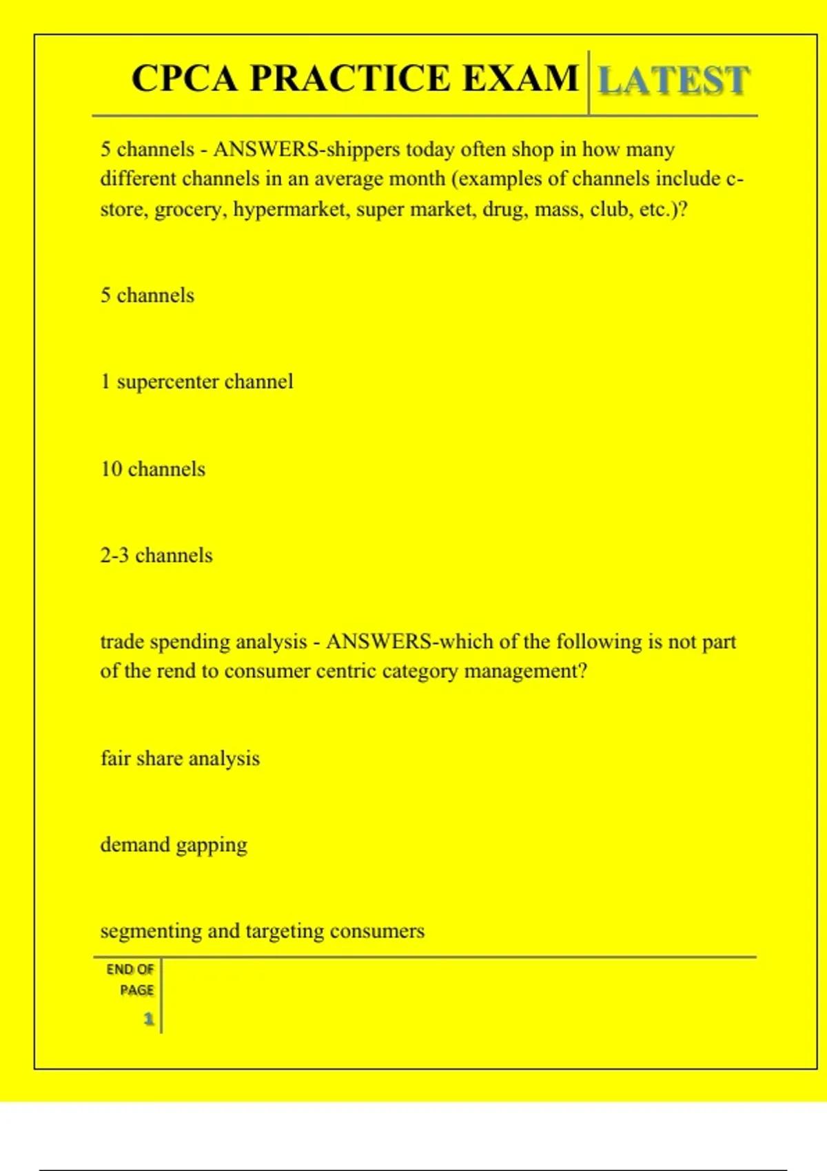 CPCA PRACTICE EXAM QUESTIONS AND ANSWERS 2026 - CPCA - Stuvia US
