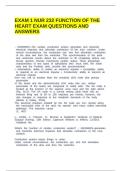 EXAM 1 NUR 232 FUNCTION OF THE HEART EXAM QUESTIONS AND ANSWERS