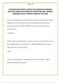 CERTIFIED BEHAVIORAL HEALTH CASE MANAGER &lpar;CBHCM&rpar; PRACTICE EXAM WITH COMPLETE QUESTIONS AND VERIFIED ANSWERS LATEST UPDATED VERSION THIS YEAR