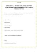 BSNC 1020 Final PRACTICE EXAM WITH COMPLETE QUESTIONS AND VERIFIED ANSWERS LATEST UPDATED VERSION THIS YEAR