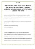 NUR 607 FINAL EXAM STUDY GUIDE WITH ALL 600 QUESTIONS AND CORRECT VERIFIED ANSWERS WITH RATIONALES LATEST UPDATED VERSION THIS YEAR