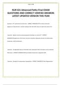 NUR 631 Advanced Patho Final EXAM QUESTIONS AND CORRECT VERIFIED ANSWERS LATEST UPDATED VERSION THIS YEAR