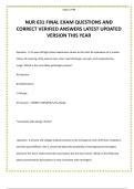 NUR 631 FINAL EXAM QUESTIONS AND CORRECT VERIFIED ANSWERS LATEST UPDATED VERSION THIS YEAR