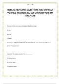 HESI A2 A&P EXAM QUESTIONS AND CORRECT VERIFIED ANSWERS LATEST UPDATED VERSION THIS YEAR