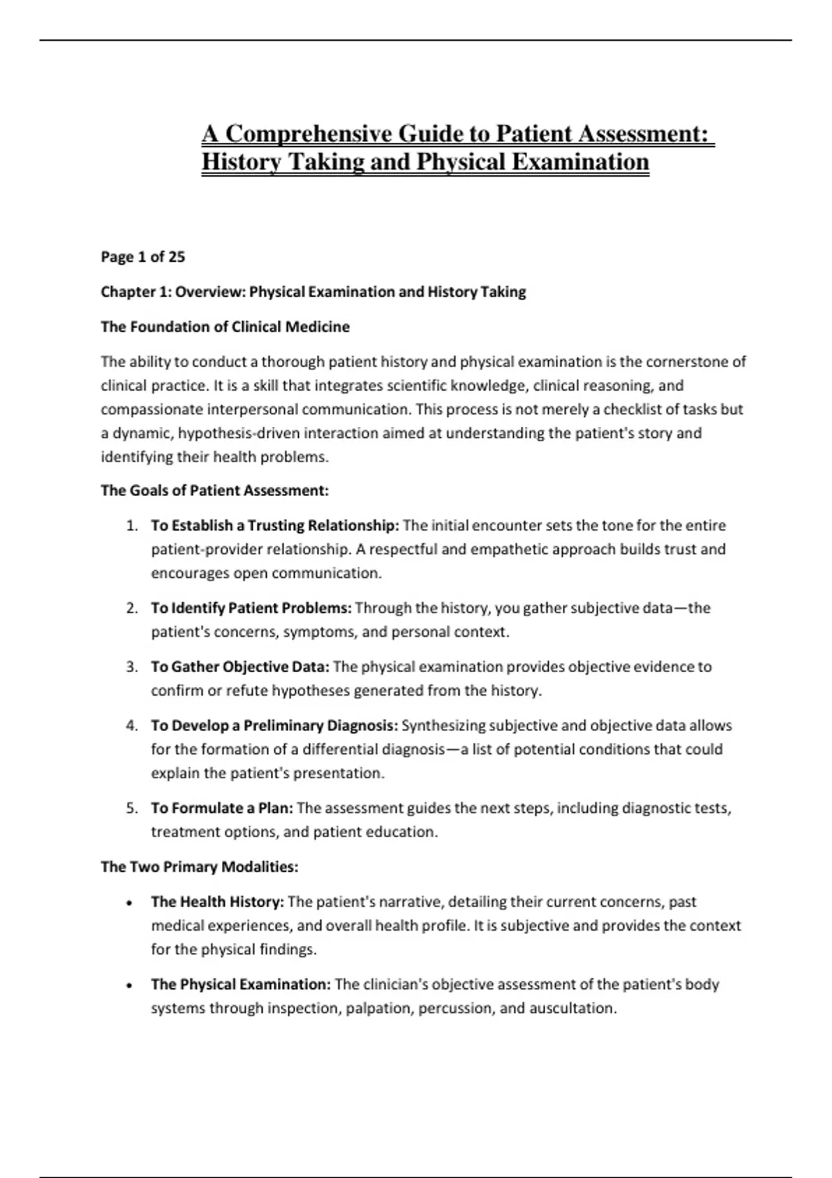 Patient Assessment: History Taking and Physical Examination ...