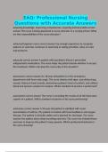 EAQ&colon; Professional Nursing Questions with Accurate Answers
