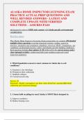 ALASKA HOME INSPECTOR LICENSING EXAM  PRACTICE ACTUAL PREP QUESTIONS AND  WELL REVISED ANSWERS - LATEST AND  COMPLETE UPDATE WITH VERIFIED  SOLUTIONS &ndash; ASSURES PASS