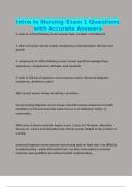 Intro to Nursing Exam 1 Questions with Accurate Answers