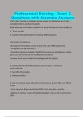 Professional Nursing - Exam 1 Questions with Accurate Answers