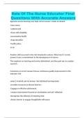 Role Of The Nurse Educator Final Questions With Accurate Answers