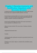 Chapter 4 Nursing Licensure and Certification Questions with Accurate Answers