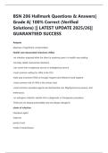 BSN 206 Hallmark Questions & Answers&vert;  Grade A&vert; 100&percnt; Correct &lpar;Verified  Solutions&rpar; &vert;&vert; LATEST UPDATE 2025&sol;26&vert;&vert;  GUARANTEED SUCCESS 