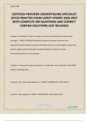 CERTIFIED PROVIDER CREDENTIALING SPECIALIST &lpar;CPCS&rpar; PRACTICE EXAM LATEST UPDATE 2026-2027 WITH COMPLETE 200 QUESTIONS AND CORRECT VERIFIED SOLUTIONS JUST RELEASED