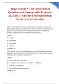 Regis College NU606 Actual Exam Questions and Answers with Rationales 2026&sol;2027 &vert; Advanced Pathophysiology Exam 1 &vert; Pass Guarantee
