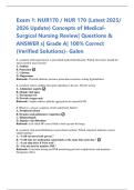 Exam 1&colon; NUR170 &sol; NUR 170 &lpar;Latest 2025&sol;  2026 Update&rpar; Concepts of Medical Surgical Nursing Review&vert; Questions &  ANSWER s&vert; Grade A&vert; 100&percnt; Correct  &lpar;Verified Solutions&rpar;- Galen 