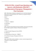 FEMA IS-230&period;e Actual Exam Questions and Answers with Rationales 2026&sol;2027 &vert; Fundamentals of Emergency Management &vert; Pass Guarantee