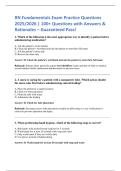 RN Fundamentals Exam Practice Questions  2025&sol;2026 &vert; 100&plus; Questions with Answers &  Rationales &ndash; Guaranteed Pass&excl; 