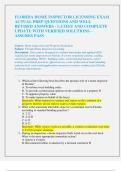 FLORIDA HOME INSPECTOR LICENSING EXAM  ACTUAL PREP QUESTIONS AND WELL  REVISED ANSWERS - LATEST AND COMPLETE  UPDATE WITH VERIFIED SOLUTIONS &ndash;  ASSURES PASS 