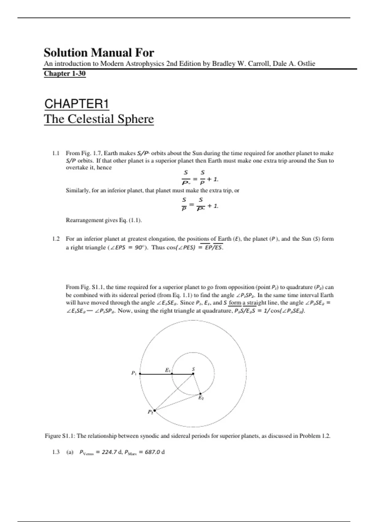 Solution Manual for An Introduction to Modern Astrophysics 2nd Edition ...