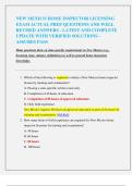 NEW MEXICO HOME INSPECTOR LICENSING  EXAM ACTUAL PREP QUESTIONS AND WELL  REVISED ANSWERS - LATEST AND COMPLETE  UPDATE WITH VERIFIED SOLUTIONS &ndash;  ASSURES PASS 