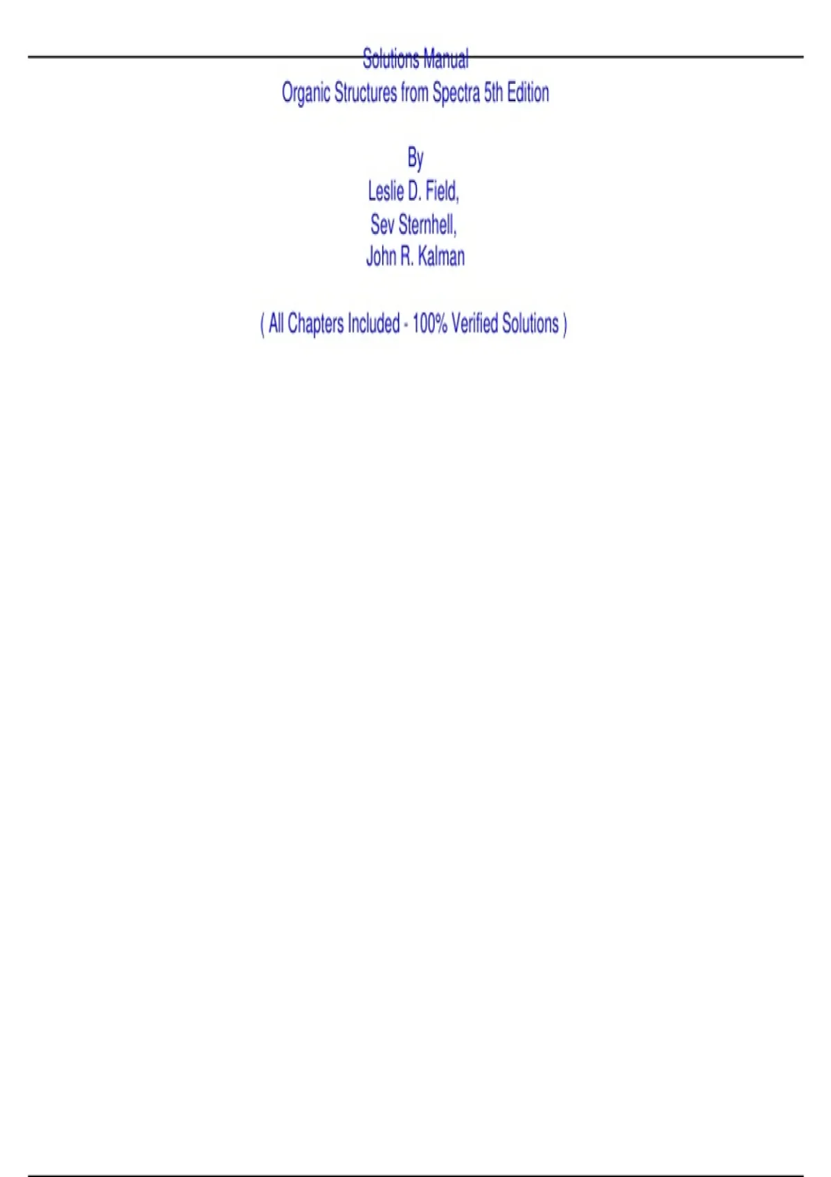 Solutions Manual Organic Structures from Spectra 5th Edition By Leslie ...