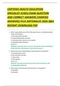 CERTIFIED HEALTH EDUCATION  SPECIALIST &lpar;CHES&rpar; EXAM QUESTION  AND CORRECT ANSWERS &lpar;VERIFIED  ANSWERS&rpar; PLUS RATIONALES 2026 Q&A  INSTANT DOWNLOAD PDF 