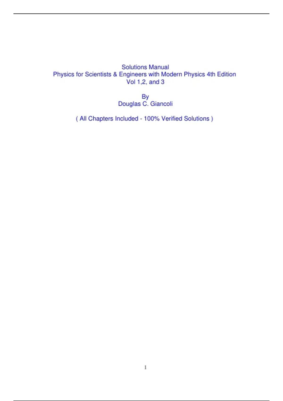 Solutions Manual Physics for Scientists & Engineers with Modern Physics ...