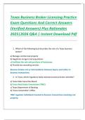 Texas Business Broker Licensing Practice  Exam Questions And Correct Answers  &lpar;Verified Answers&rpar; Plus Rationales  2025&vert;2026 Q&A &vert; Instant Download Pdf 
