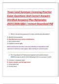 Texas Land Surveyor Licensing Practice  Exam Questions And Correct Answers  &lpar;Verified Answers&rpar; Plus Rationales  2025&vert;2026 Q&A &vert; Instant Download Pdf 