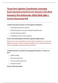 Texas Port Logistics Coordinator Licensing  Exam Questions And Correct Answers &lpar;Verified  Answers&rpar; Plus Rationales 2025&sol;2026 Q&A &vert;  Instant Download Pdf 