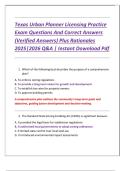 Texas Urban Planner Licensing Practice  Exam Questions And Correct Answers  &lpar;Verified Answers&rpar; Plus Rationales  2025&vert;2026 Q&A &vert; Instant Download Pdf 