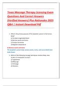 Texas Massage Therapy Licensing Exam  Questions And Correct Answers  &lpar;Verified Answers&rpar; Plus Rationales 2025  Q&A &vert; Instant Download Pdf