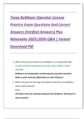 Texas Bulldozer Operator License  Practice Exam Questions And Correct  Answers &lpar;Verified Answers&rpar; Plus  Rationales 2025&vert;2026 Q&A &vert; Instant  Download Pdf 