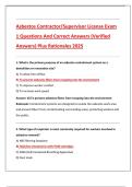 Asbestos Contractor&sol;Supervisor License Exam  1 Questions And Correct Answers &lpar;Verified  Answers&rpar; Plus Rationales 2025