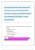 Georgia Residential-Light Commercial  Contractor Exam Practice Questions  And Correct Answers &lpar;Verified Answers&rpar;  Plus Rationales 2026 Q&A &vert; Instant  Download Pdf
