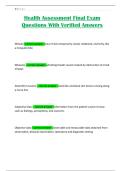 Health Assessment Final Exam Questions With Verified Answers