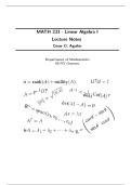 Linear Algebra I Complete Course Lecture Notes Covering Core Linear Algebra Concepts