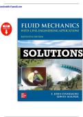 Solution Manual for Fluid Mechanics with Civil Engineering Applications&comma; 11th Edition by Finnemore