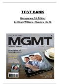 Management&comma; 7th Edition by Chuck Williams &ndash; Test Bank &lpar;Chapters 1&ndash;18&rpar;